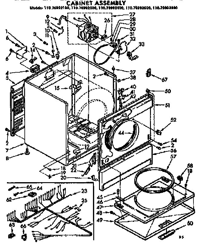 Kenmore 11076992400 cabinet parts diagram