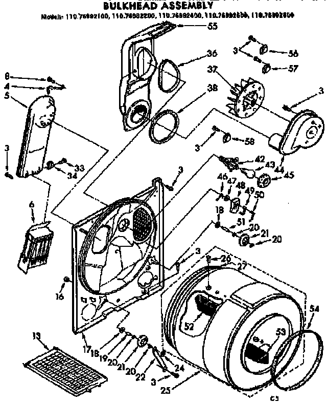 Kenmore 11076992400 bulkhead parts diagram