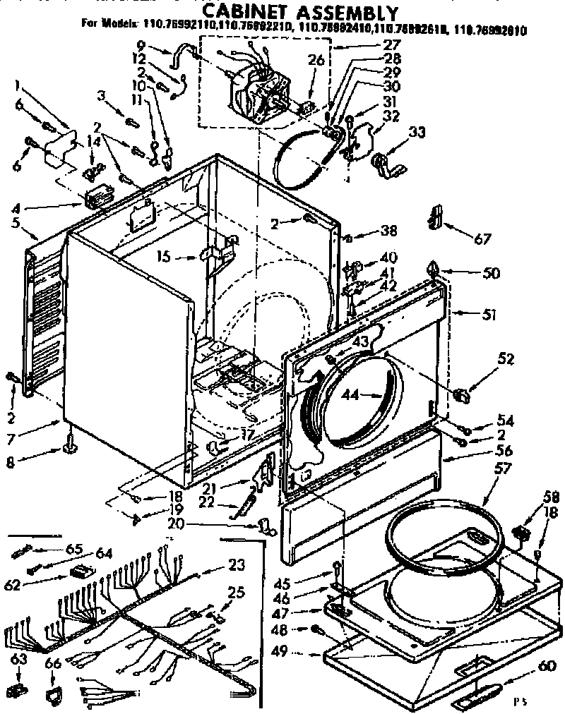 Kenmore 11076992210 cabinet assembly diagram