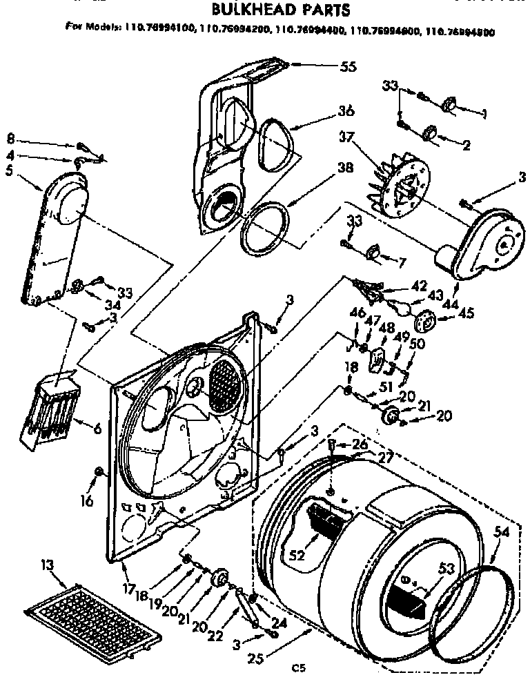 Kenmore 11076994400 bulkhead parts diagram