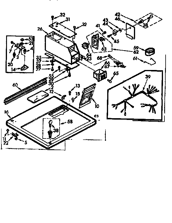 Kenmore 11077401600 top and console assembly diagram