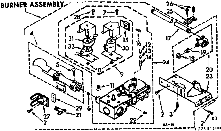 Kenmore 11077401600 burner assembly diagram