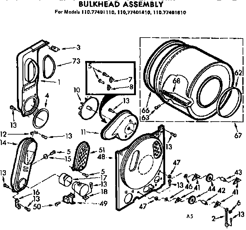 Kenmore 11077401110 bulkhead assembly diagram