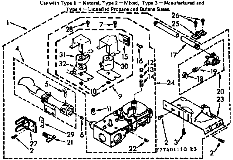 Kenmore 11077401110 burner assembly diagram