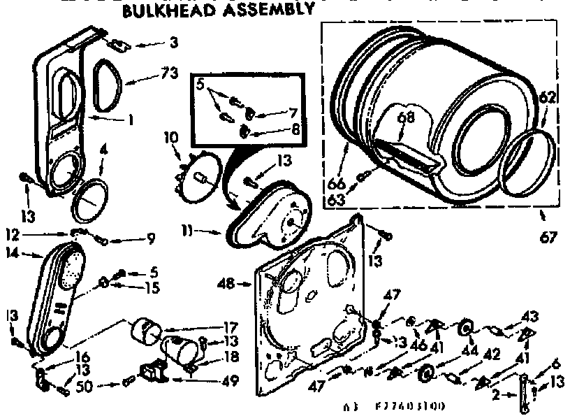 Sears 11077403600 bulkhead assembly diagram
