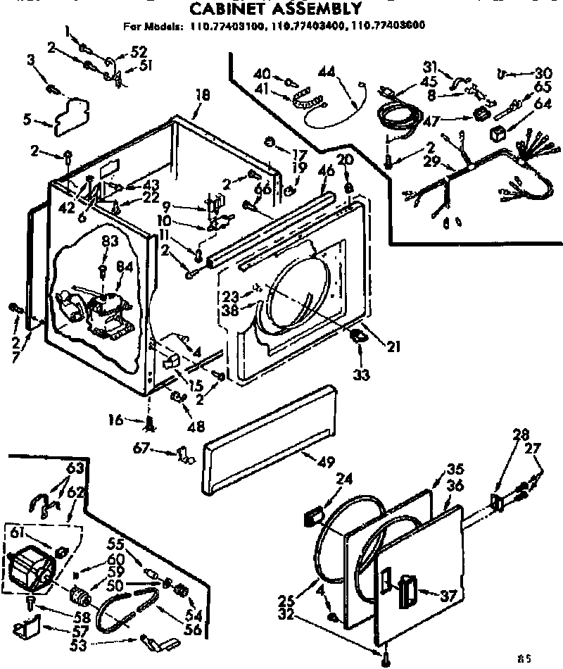 Sears 11077403600 cabinet assembly diagram