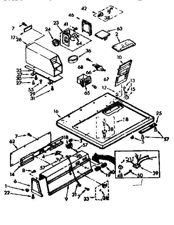 Sears 11077408800 top and console assembly diagram