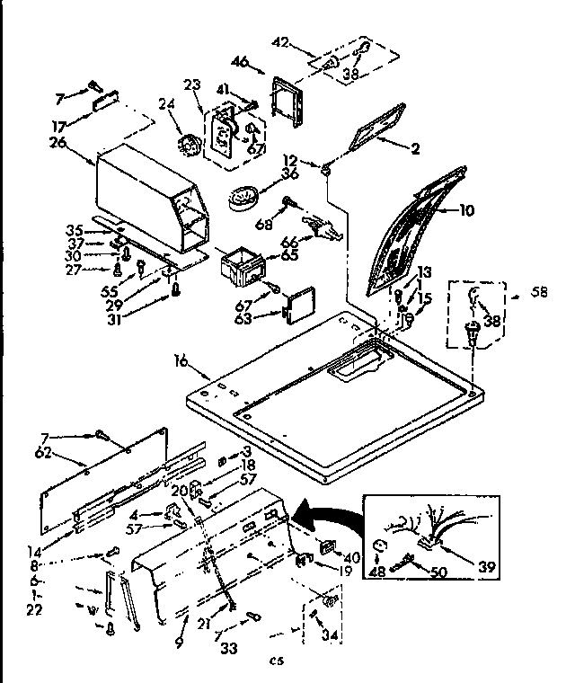 Sears 11077408820 top and console parts diagram