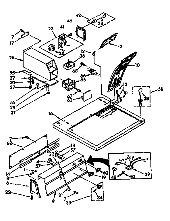 Sears 11077408440 top and console parts diagram