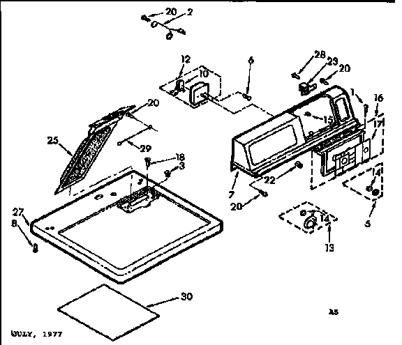 Sears 11077425900 top and console assembly diagram