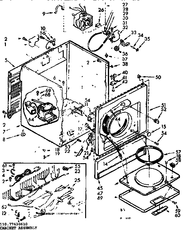 Kenmore 11077430410 cabinet assembly diagram
