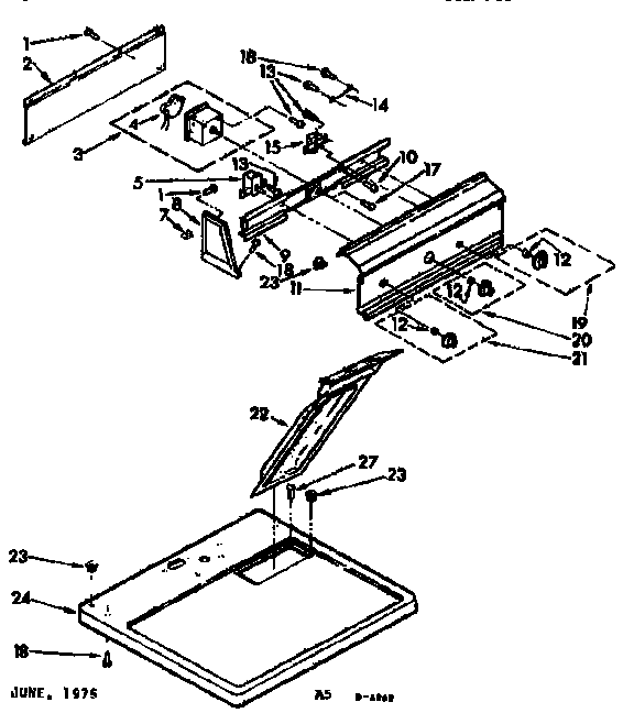 Kenmore 1107743012B top and console assembly diagram