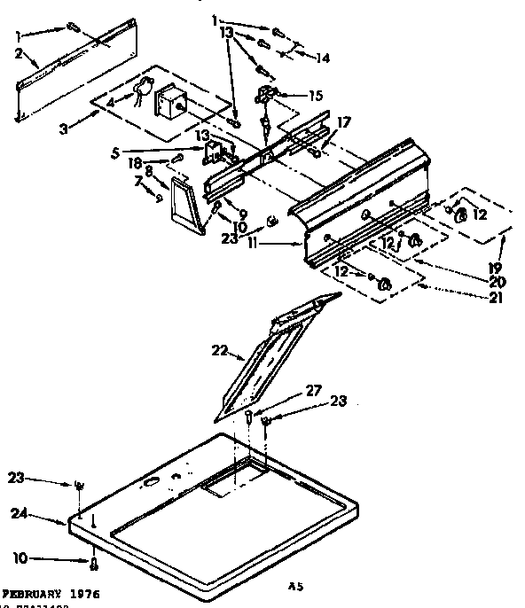 Sears 11077431400 top and console assembly diagram