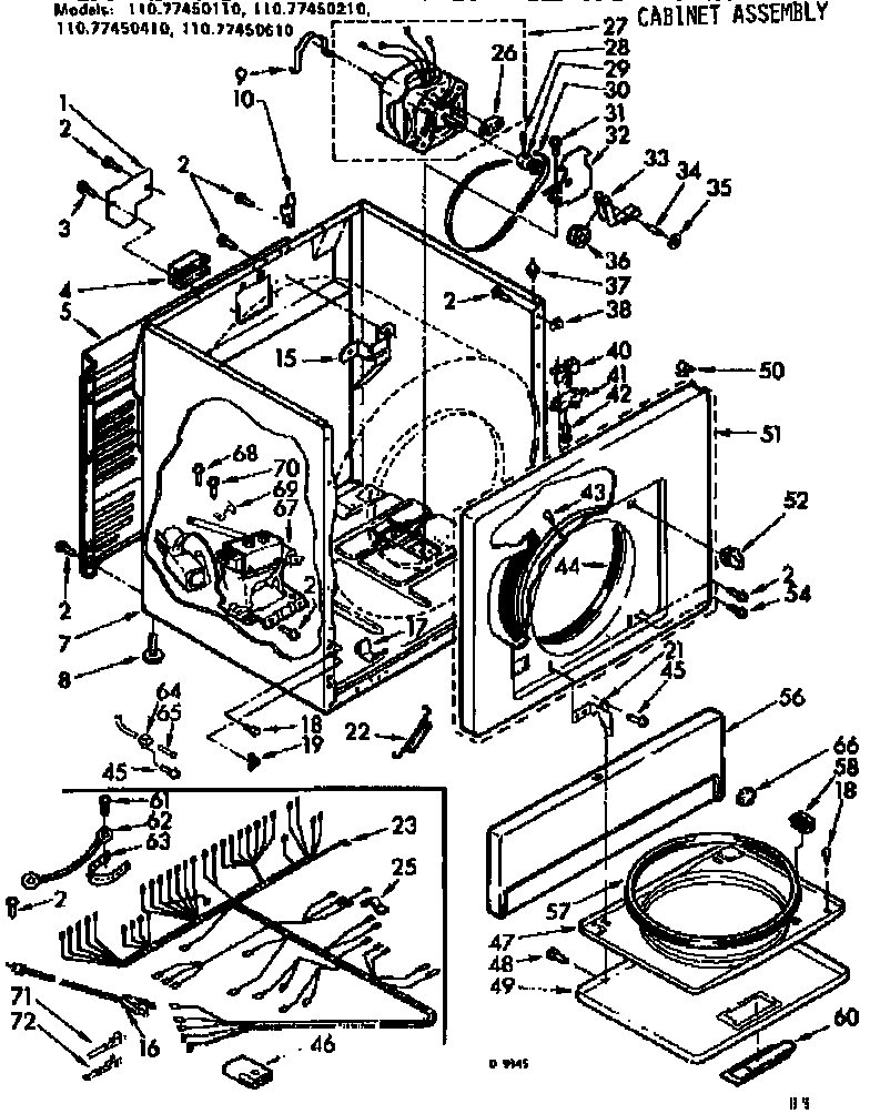 Sears 11077450410 cabinet assembly diagram