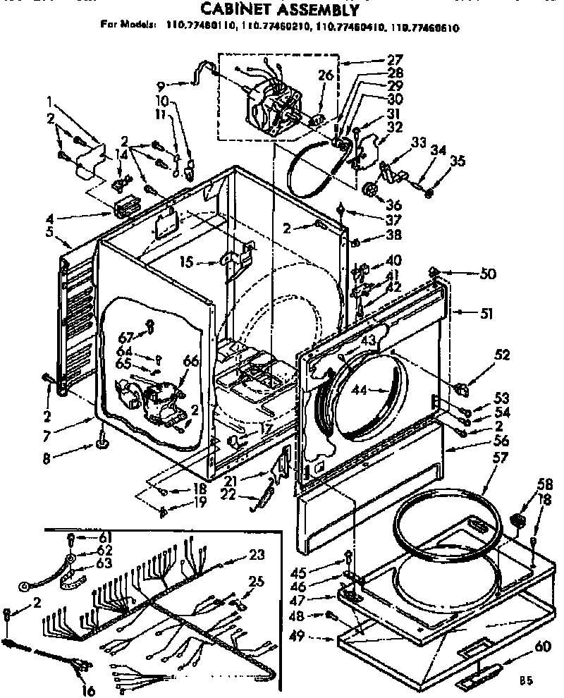 Sears 11077460210 cabinet assembly diagram