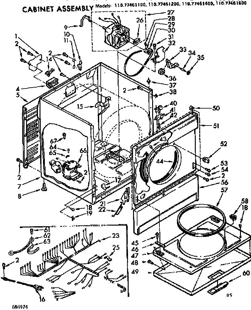 Sears 11077461400 cabinet assembly diagram