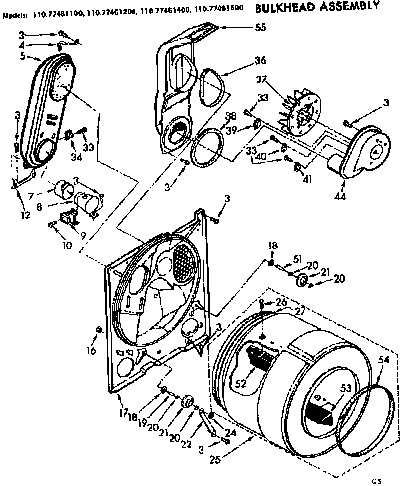 Sears 11077461400 bulkhead assembly diagram