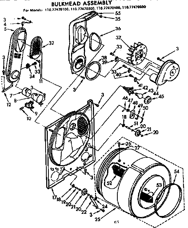 Sears 11077470400 bulkhead assembly diagram
