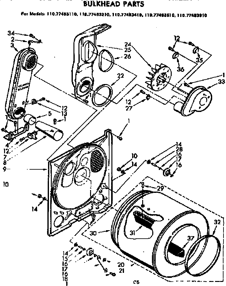 Sears 11077483810 bulkhead parts diagram