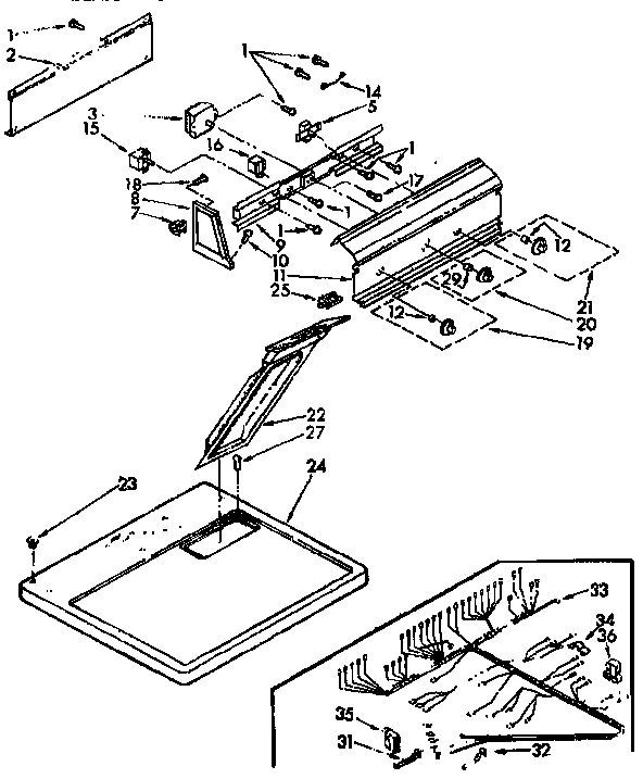 Sears 11077483220 top and console parts diagram