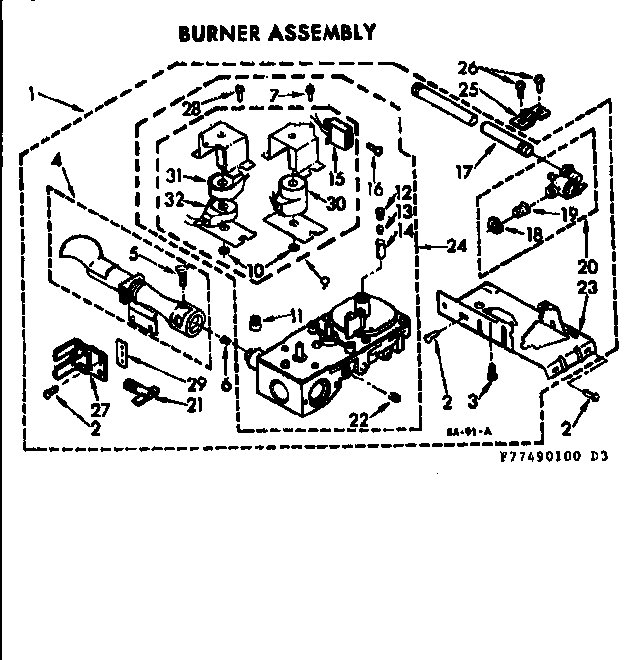 Kenmore 11077490400 burner assembly diagram