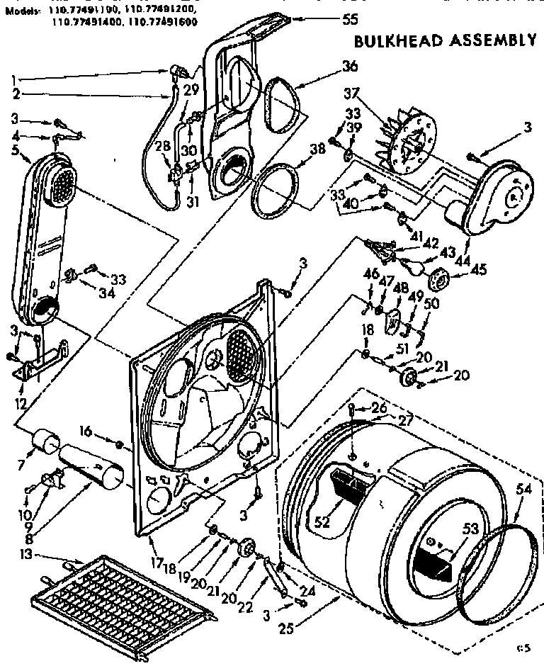 Sears 11077491400 bulkhead assembly diagram