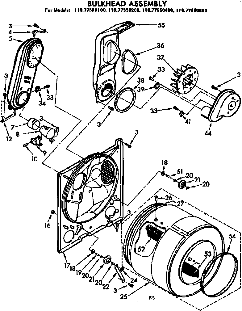 Sears 11077550600 bulkhead assembly diagram