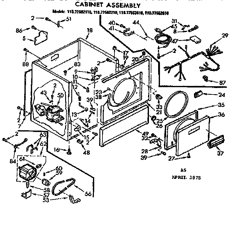 Sears 11077562110 cabinet assembly diagram