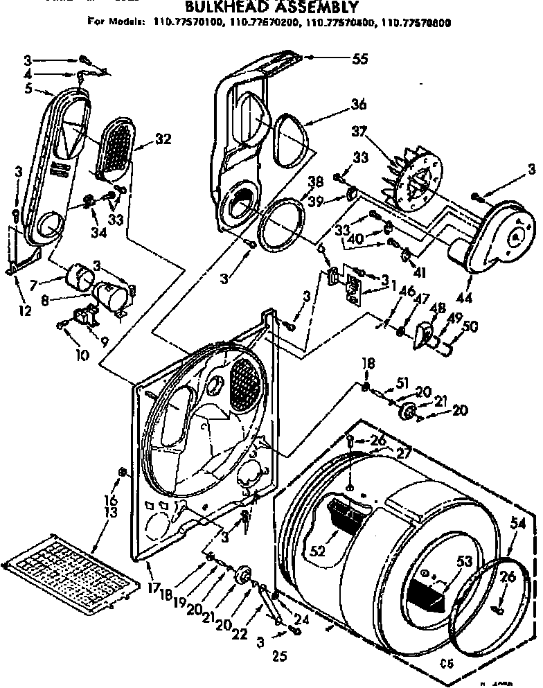 Sears 11077570200 bulkhead assembly diagram