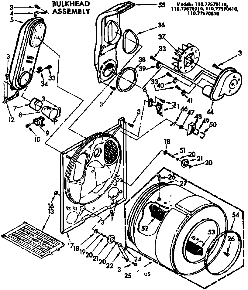 Sears 11077570210 bulkhead assm diagram