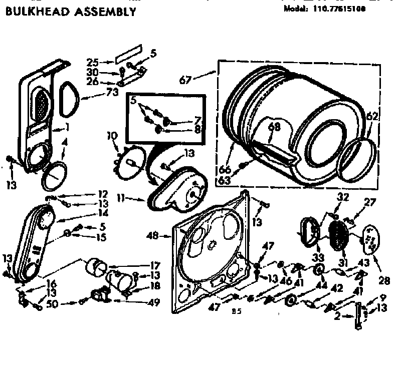 Sears 11077615100 bulkhead assembly diagram