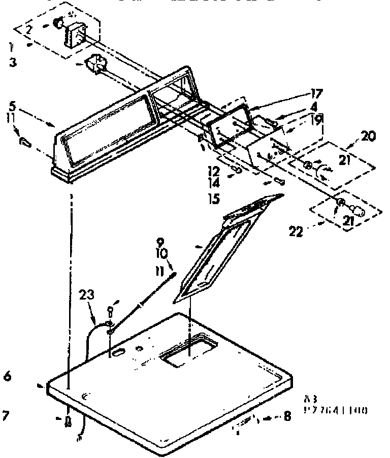 Sears 11077641100 top and console assembly diagram