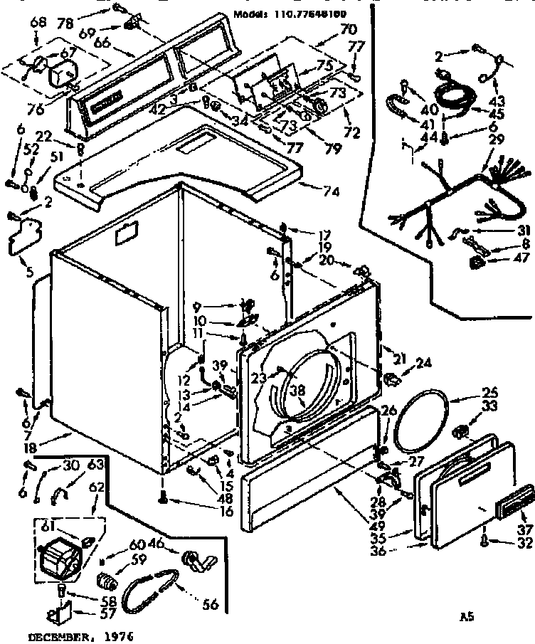 Sears 11077646100 machine sub-assembly diagram