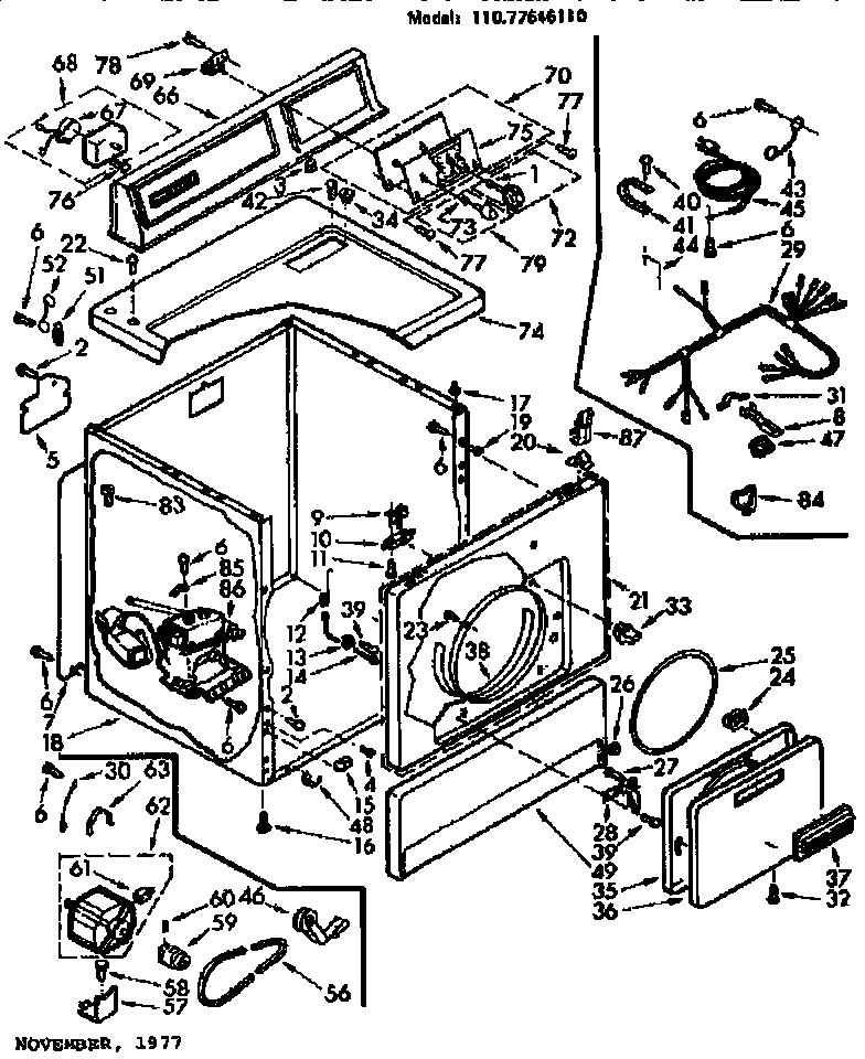 Sears 11077646110 machine sub-assembly diagram