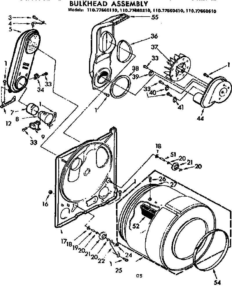 Sears 11077660110 bulkhead assembly diagram