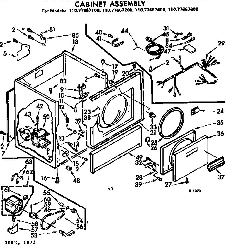 Sears 11077667100 cabinet assembly diagram