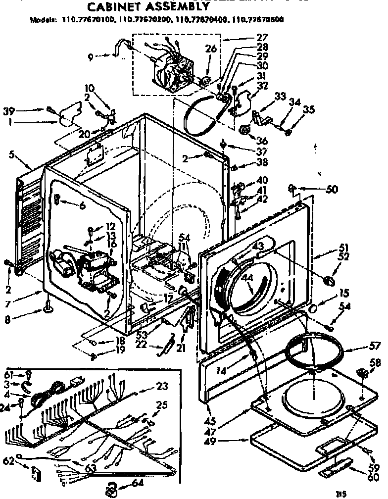 Kenmore 11077670100 cabinet assembly diagram