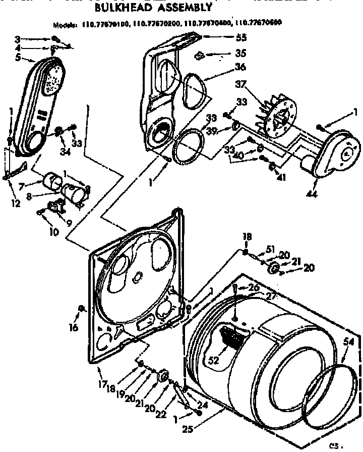 Kenmore 11077670100 bulkhead assembly diagram