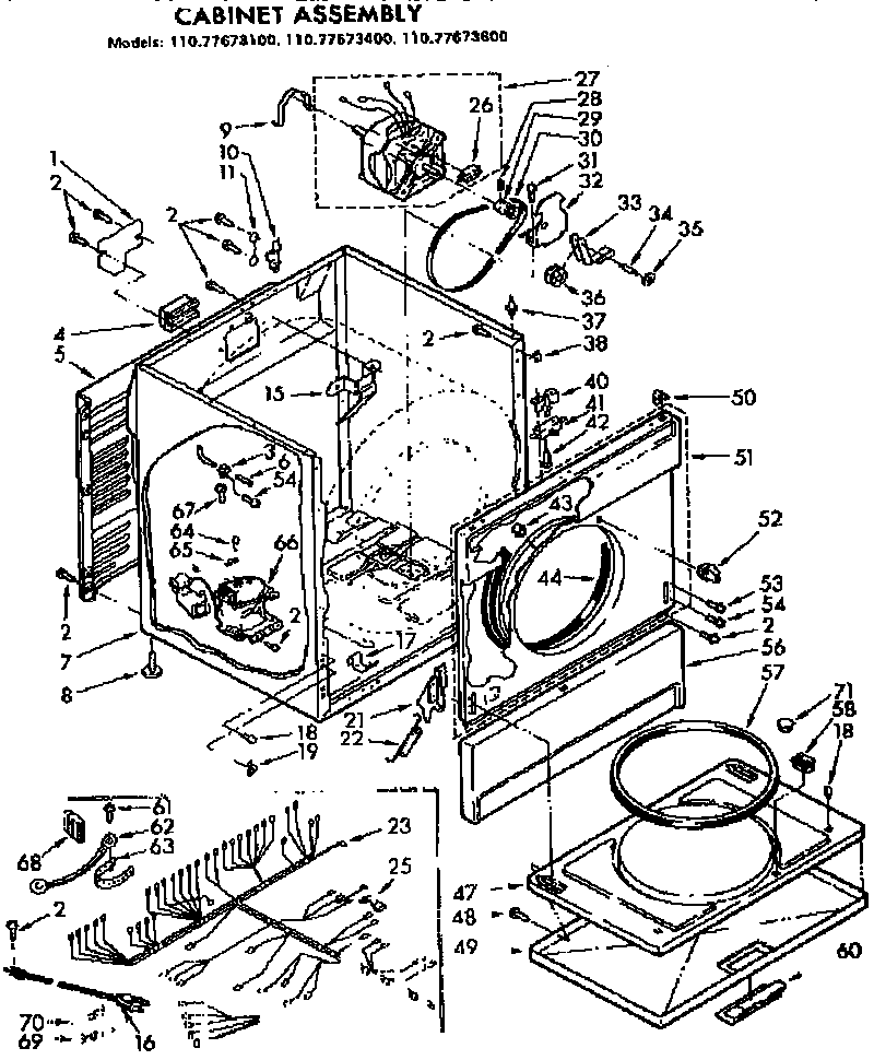 Sears 11077673600 cabinet assembly diagram