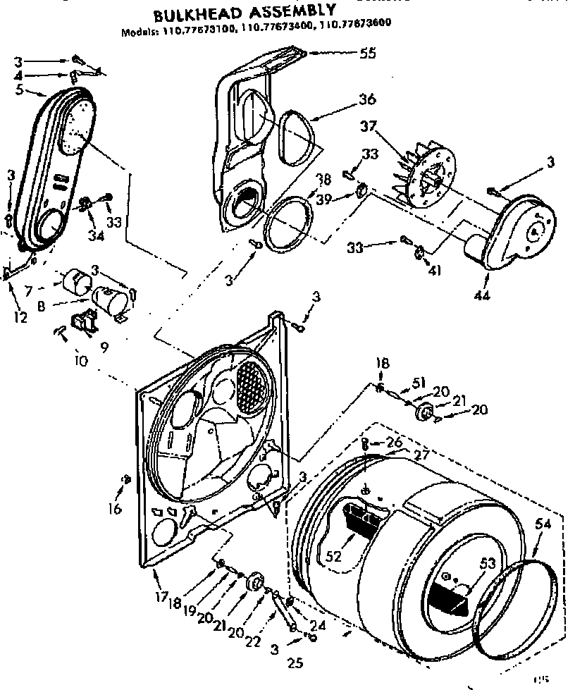 Sears 11077673600 bulkhead assembly diagram
