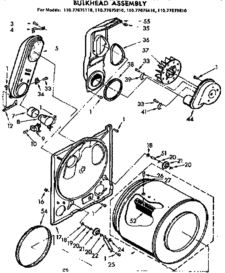 Sears 11077675110 bulkhead assembly diagram