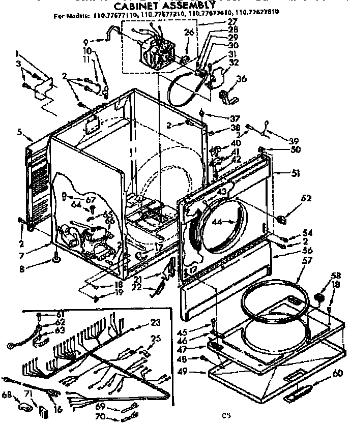 Sears 11077677610 cabinet assembly diagram