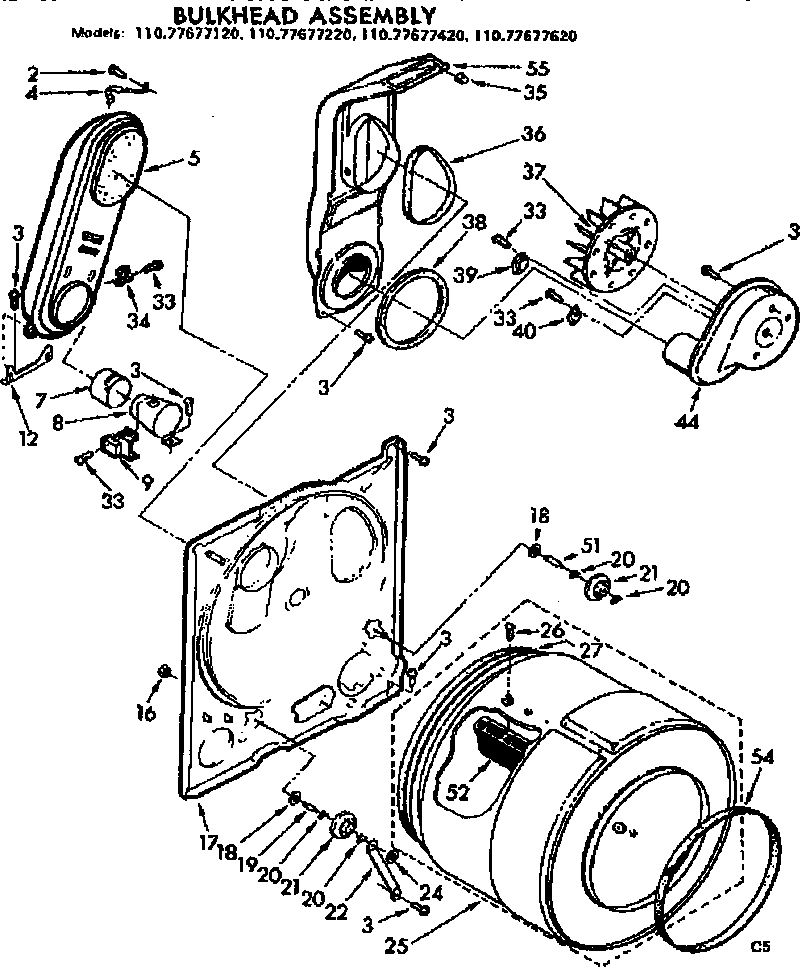 Sears 11077677620 bulkhead assembly diagram