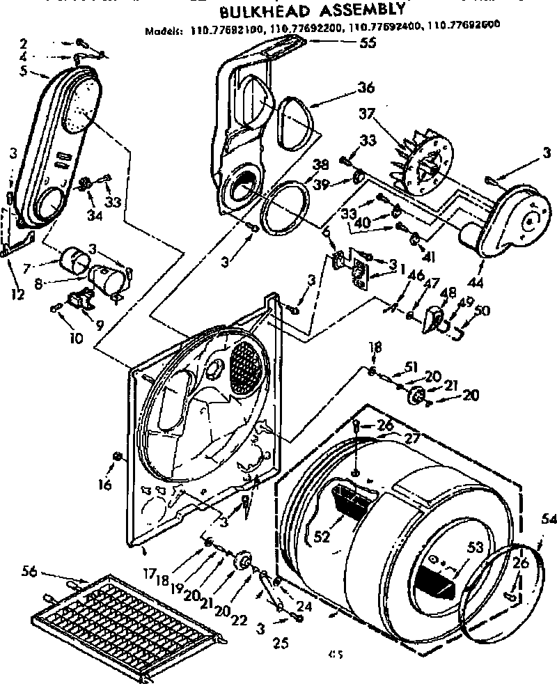 Sears 11077692600 bulkhead assembly diagram