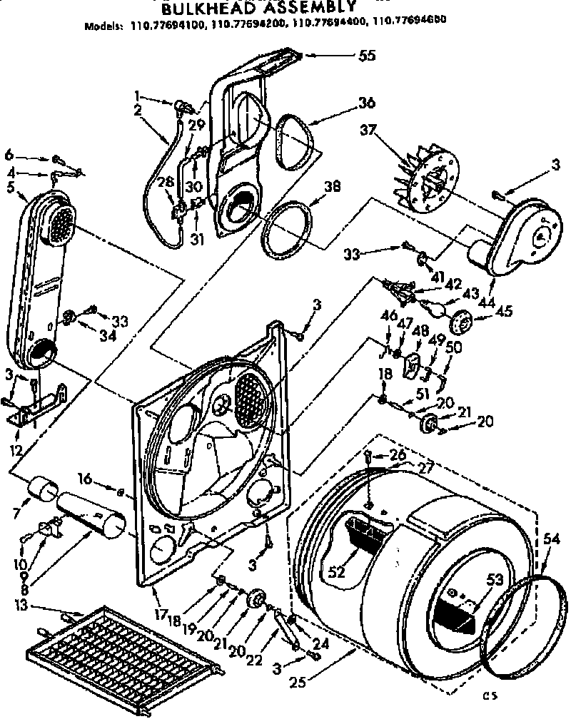 Sears 11077694600 bulkhead assembly diagram