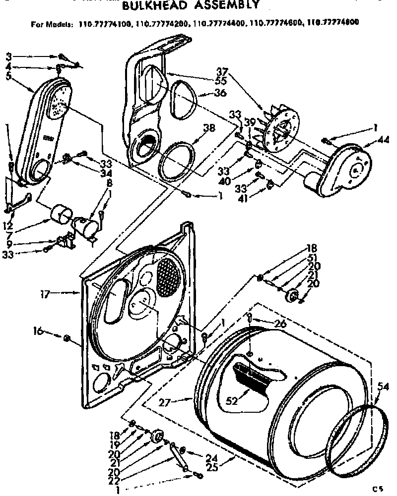 Sears 11077774200 bulkhead assembly diagram