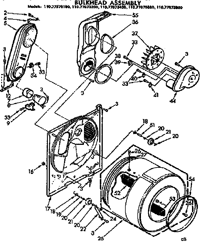 Sears 11077873200 bulkhead assembly diagram