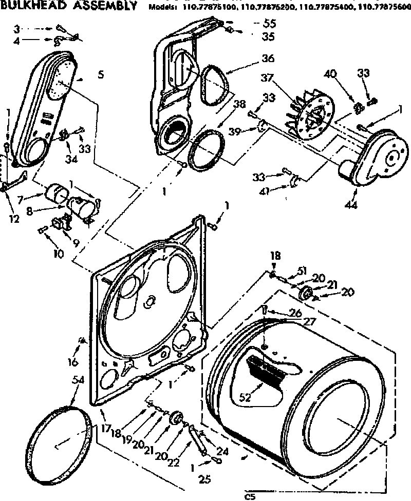 Sears 11077875400 bulkhead assembly diagram