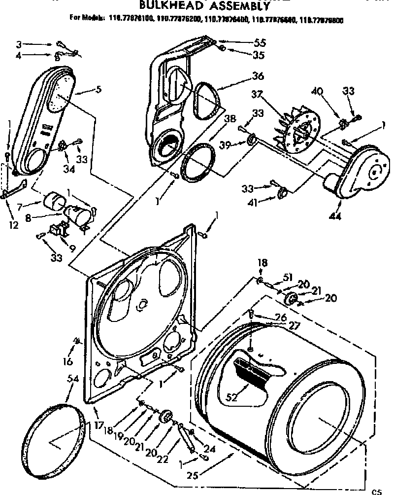 Sears 11077876400 bulkhead assembly diagram