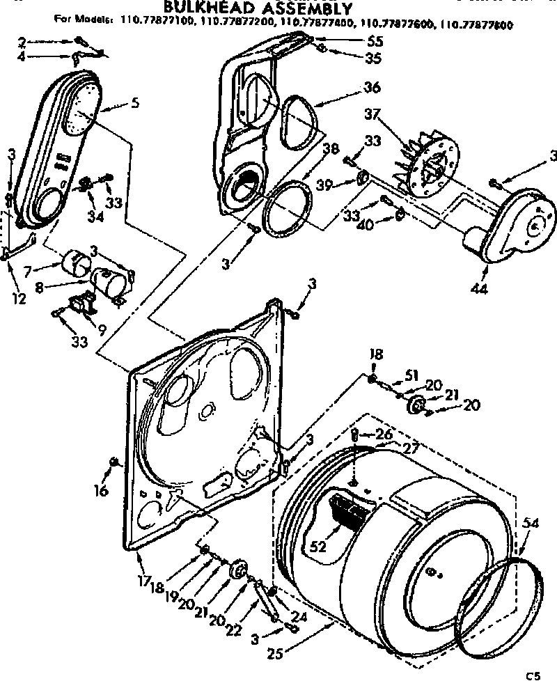Sears 11077877100 bulkhead assembly diagram